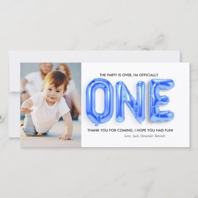 Personalised 1st Birthday Thank You Card (Front)