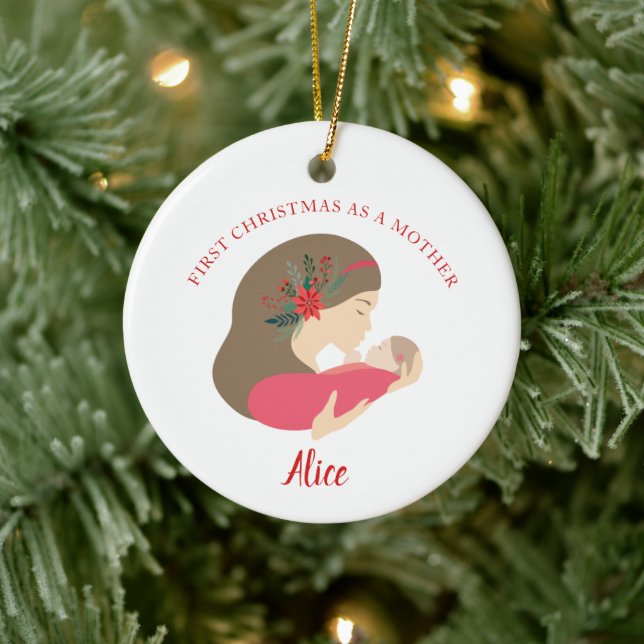 Personalised 1st Christmas As Mother To Baby Girl Ceramic Tree Decoration (Tree)