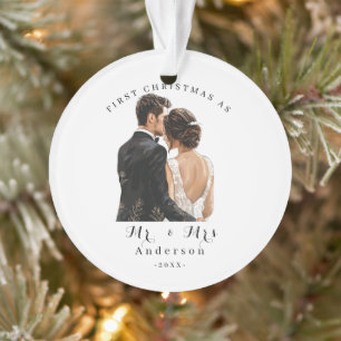 Personalised 1st Christmas as Mr and Mrs Couple Ornament