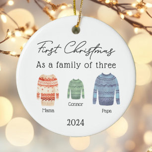 personalised 1st christmas baubles plaid ceramic tree decoration