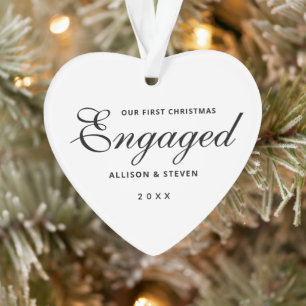 Personalised 1st Christmas Engagement Heart Ornament