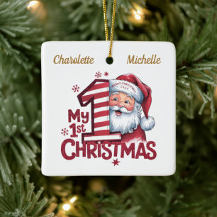 Personalised 1st Christmas girl-boy Santa Ceramic Ornament