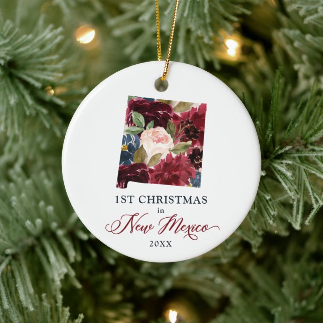 Personalised 1st Christmas In New Mexico NM State Ceramic Tree Decoration (Tree)