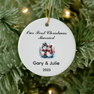 Personalised 1st Christmas Married Keepsake Ceramic Tree Decoration