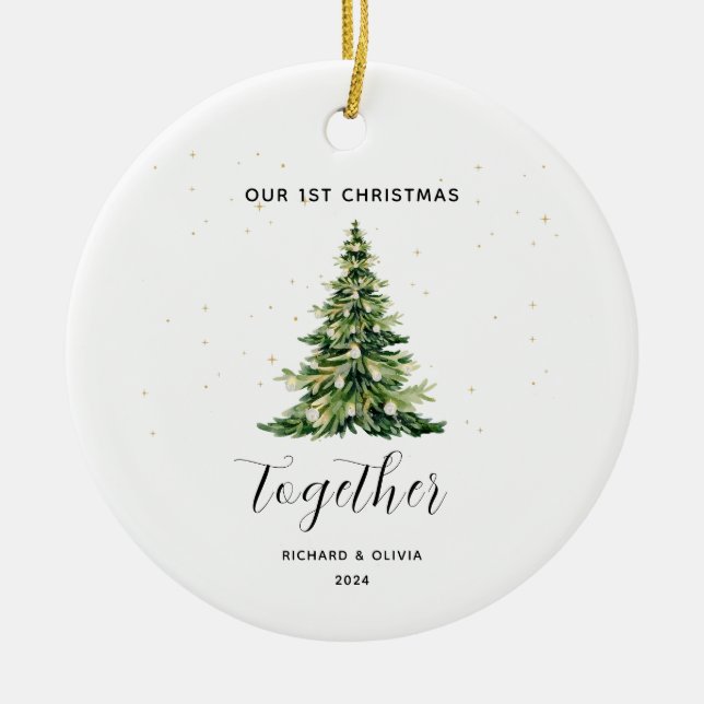 Personalised 1st Christmas Together Couple Gift  Ceramic Tree Decoration (Front)