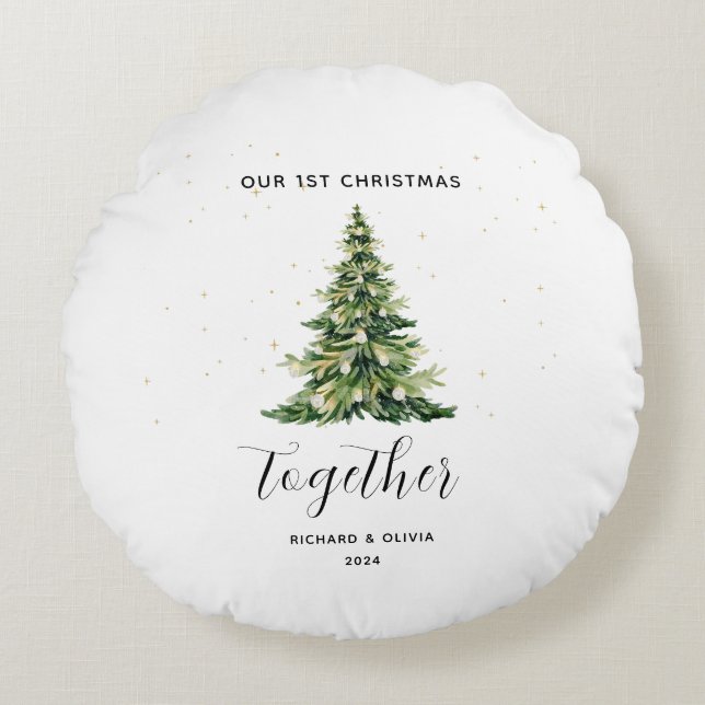 Personalised 1st Christmas Together Couple Gift  Round Cushion (Front)