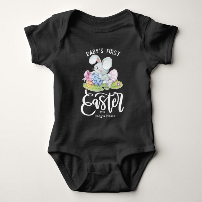 Personalised 1st Easter with Cute Bunny Baby Bodysuit (Front)