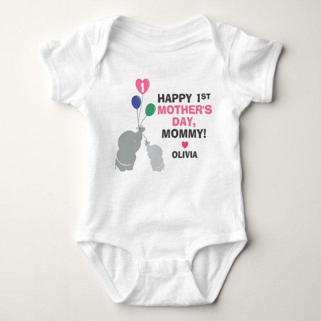 Personalised 1st Mother's Day for Baby Girl Baby Bodysuit (Front)