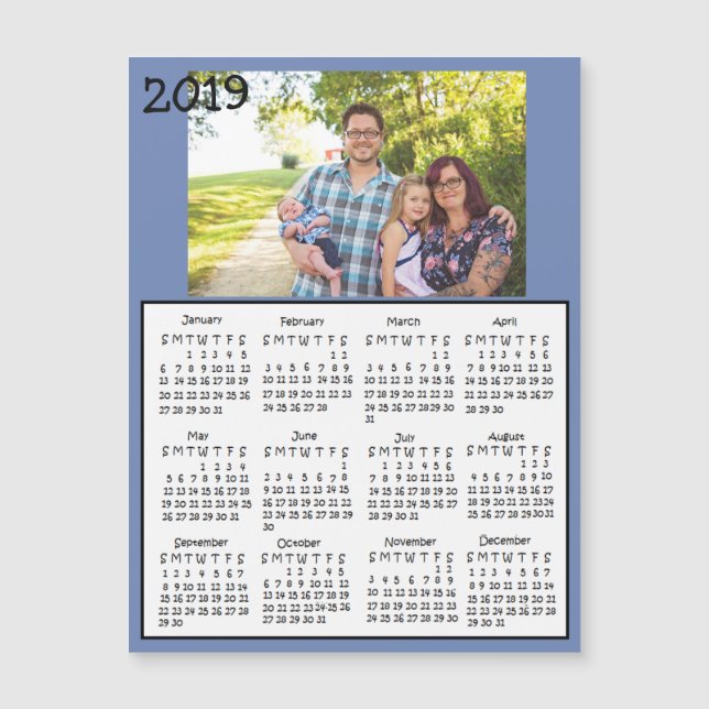 Personalised 2019 Family Photo Magnet Calendars (Front)