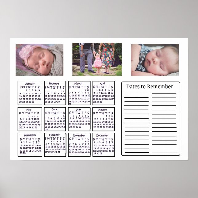 Personalised 2019 Photo Calendar Poster (Front)
