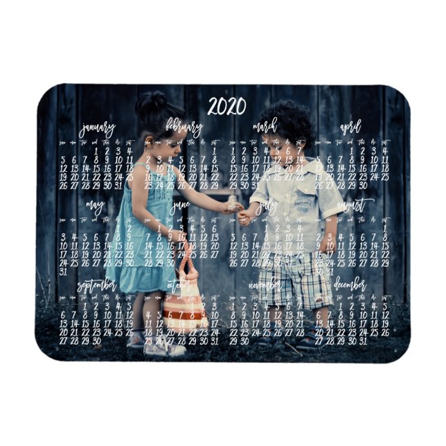 Personalised 2020 Magnetic Calendar 3x4 Magnet (Horizontal)