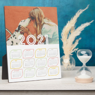 Personalised 2021 Desktop Calendar   Modern Leaf Plaque