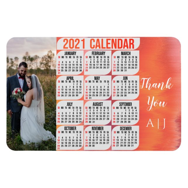 Personalised 2021 Photo Fridge Calendar Magnet (Horizontal)