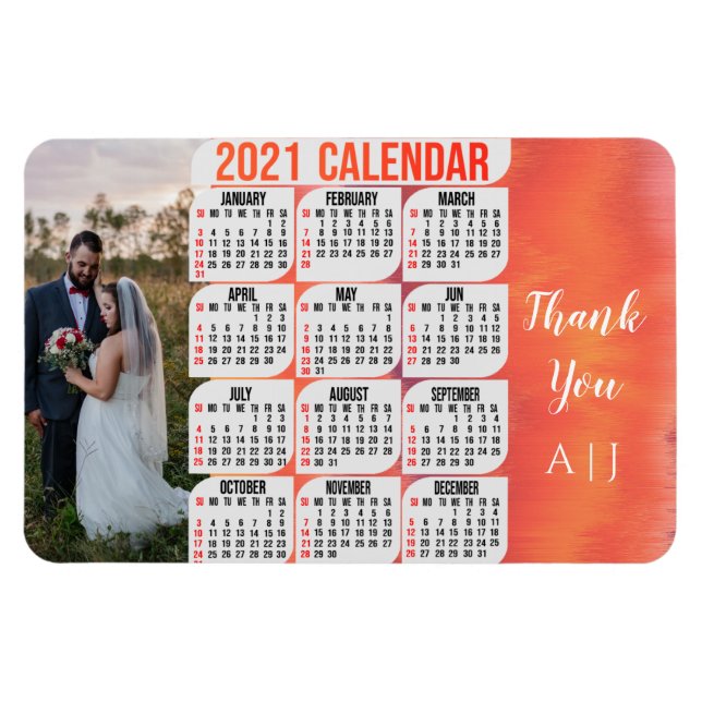 Personalised 2021 Photo Magnetic Fridge Calendar M Magnet (Horizontal)
