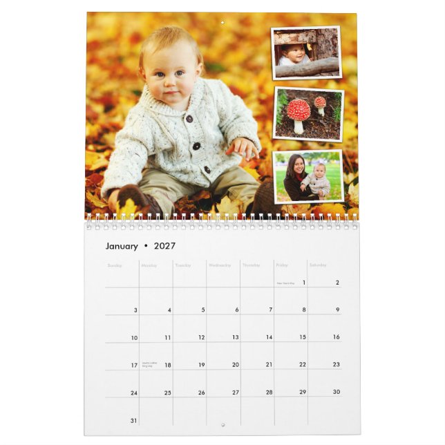 Personalised 2024 photo calendar custom holiday (Jan 2027)
