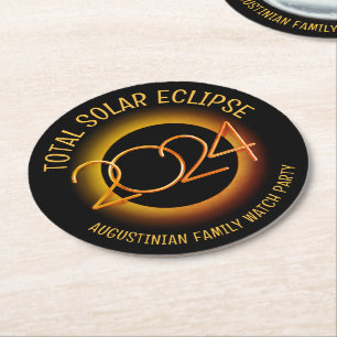Personalised 2024 TOTAL SOLAR ECLIPSE Round Paper Coaster