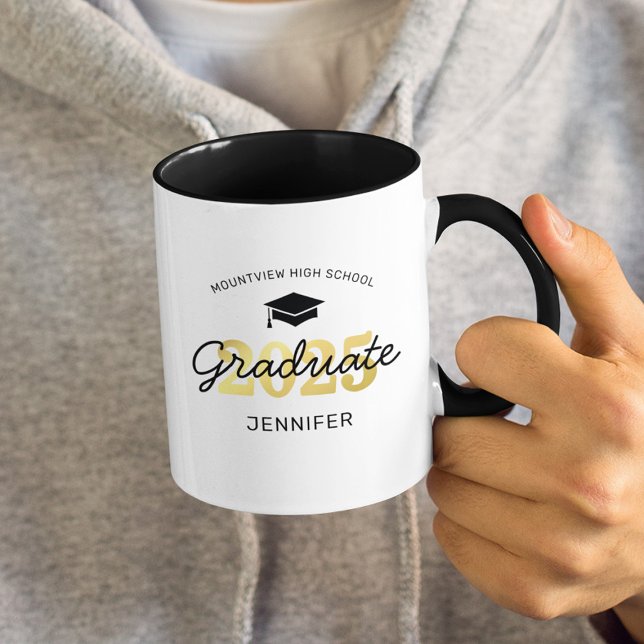 Personalised 2025 Black Gold Graduate Mug (Creator Uploaded)