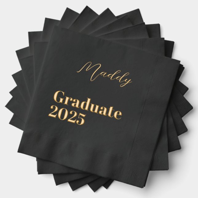 Personalised 2025 Graduation Napkins Gold (Insitu (Stacked))