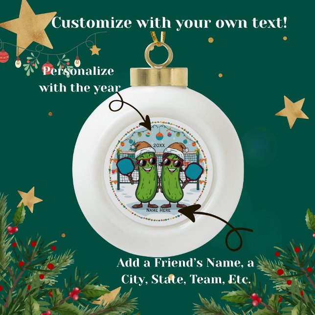 Personalised 2025 Pickleball Christmas Ornament (Great gift for Pickleball lovers! Customize with your own names and date.)