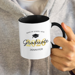 Personalised 2026 Black Gold Graduate Mug