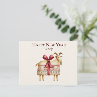 Personalised 2027 Year of the Goat Folk Art Postcard