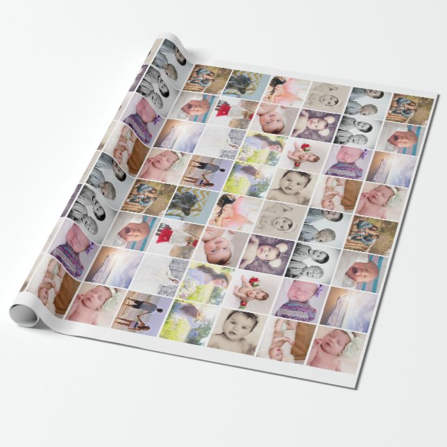 Personalised 20 Photo Collage Wrapping Paper (Unrolled)