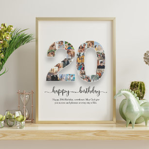 Personalised 20th Birthday Photo Collage Poster