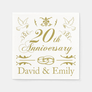 Personalised 20th Wedding Anniversary Napkin