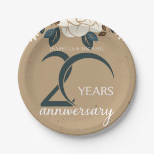 Personalised 20th Wedding Anniversary Rustic Paper Plate