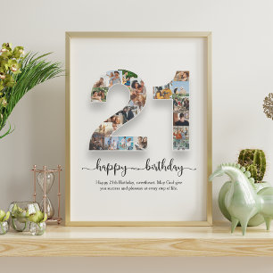 Personalised 21 Birthday Photo Collage Poster