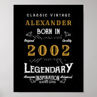 Personalised 21st Birthday 2002 Add Name Legendary