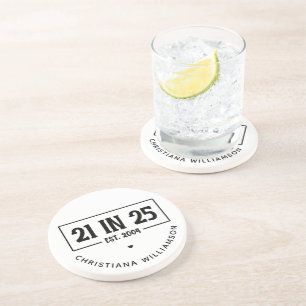 Personalised 21st Birthday 21 IN 25 Est 2004 Coaster