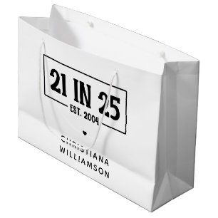 Personalised 21st Birthday 21 IN 25 Est 2004 Large Gift Bag