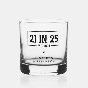 Personalised 21st Birthday 21 IN 25 Est 2004 Whiskey Glass
