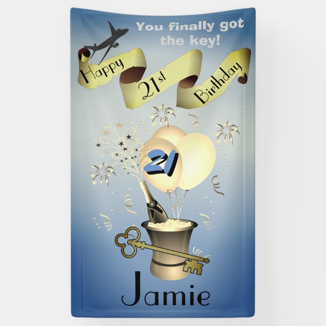 Personalised 21st Birthday Banner Idea For Guys (Vertical)