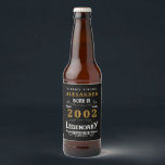 Personalised 21st Birthday Born 2002 Vintage Black Beer Bottle Label<br><div class="desc">A personalised classic beer bottle label design for that birthday celebration for somebody born in 2002 and turning 21. Add the name to this vintage retro style black, white and gold design for a custom 21 birthday gift. Easily edit the name and year with the template provided. A wonderful custom...</div>