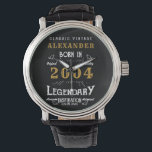 Personalised 21st Birthday Born 2004 Watch<br><div class="desc">A personalised unique watch for that special birthday person turning 21. Add the name to this vintage retro style black, white and gold design for a custom gift. Easily edit the name and year with the template provided. A wonderful custom gift for a special occasion. More gifts and party supplies...</div>