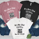 Personalised 21st Birthday Buy Me A Drink QR Code Tri-Blend Shirt<br><div class="desc">Celebrate your 21st in style with the Personalised 21st Birthday Buy Me A Drink QR Code Tri-Blend Shirt! This custom birthday tee is designed to make your milestone birthday unforgettable. Featuring your name and age boldly displayed, it’s the perfect way to let everyone know you’ve finally hit the big 2-1....</div>
