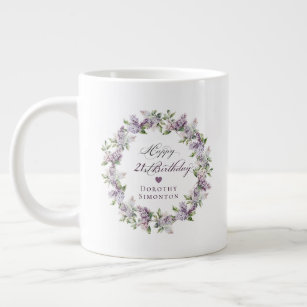Personalised 21st Birthday Gift Purple Lilac Large Coffee Mug