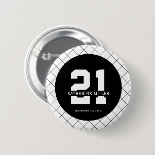 Personalised 21st Birthday Modern and Elegant 6 Cm Round Badge