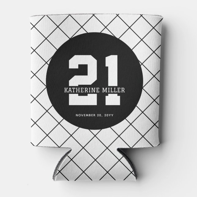 Personalised 21st Birthday Modern and Elegant   Can Cooler (Front)