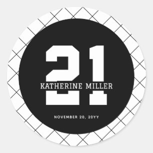 Personalised 21st Birthday Modern and Elegant   Classic Round Sticker