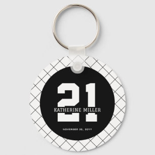 Personalised 21st Birthday Modern and Elegant   Key Ring
