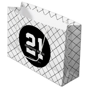 Personalised 21st Birthday Modern and Elegant Large Gift Bag