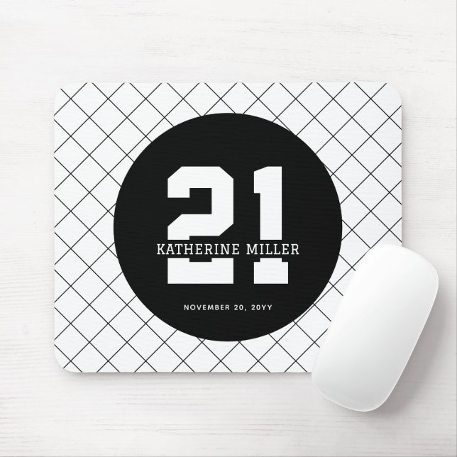 Personalised 21st Birthday Modern and Elegant   Mouse Pad (With Mouse)