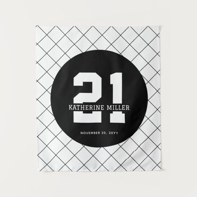 Personalised 21st Birthday Modern and Elegant   Tapestry (Front)