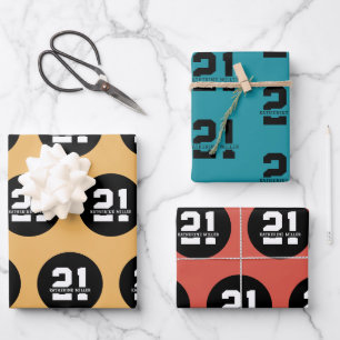 Personalised 21st Birthday Modern Retro Wrapping Paper Sheet