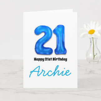 Personalised 21st Birthday Number Balloon Card