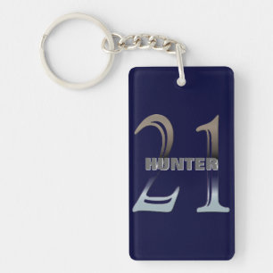 Personalised 21st Birthday Silver Number 21 Key Ring
