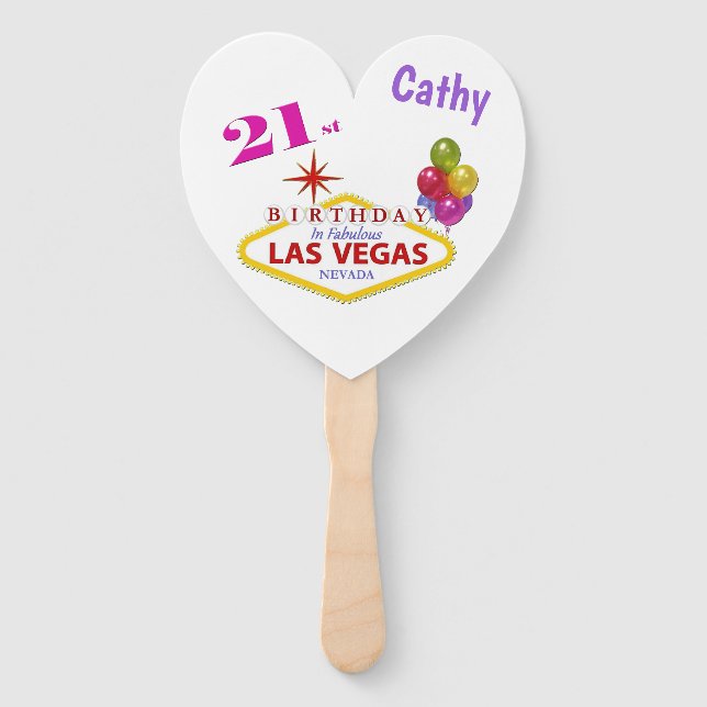 Personalised 21st Las Vegas Birthday Set of Fans (Front)